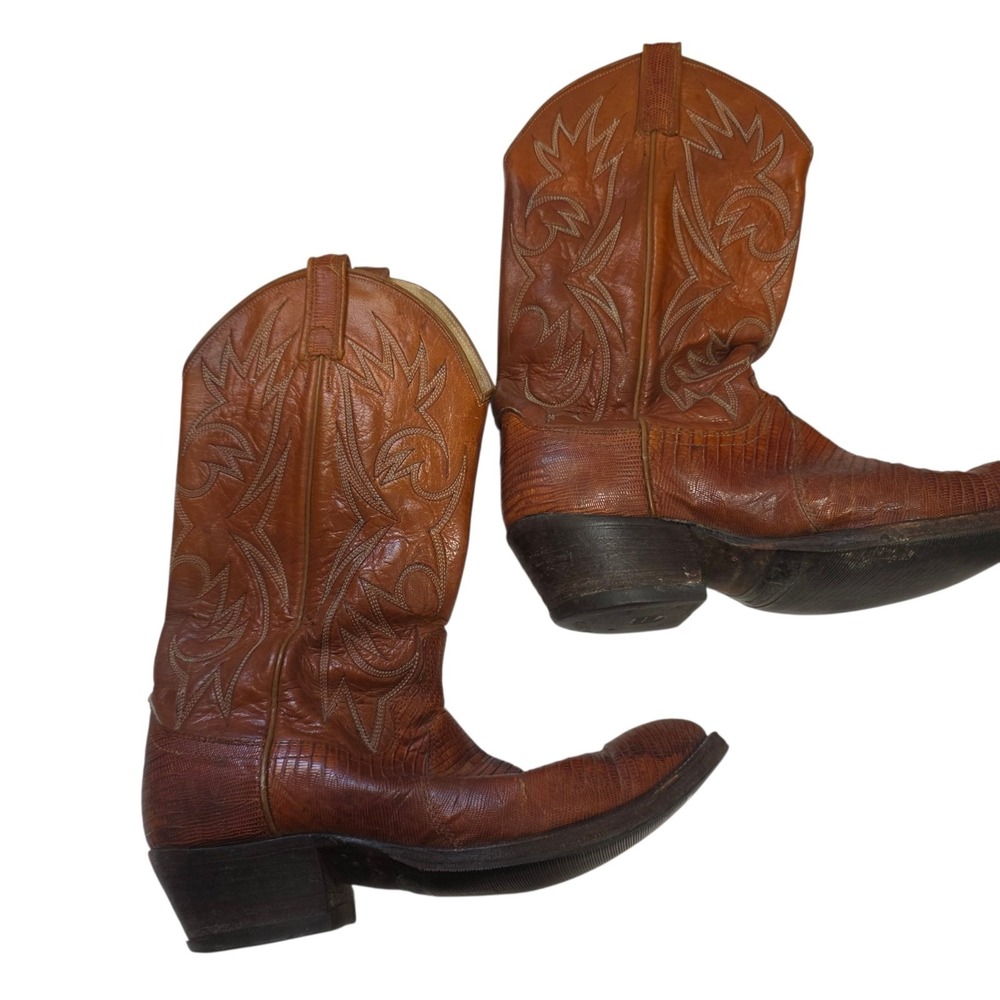 Dan Post Lizard Cowboy Boots Brown Exotic Western Mens Size 12 D USA‎ Made